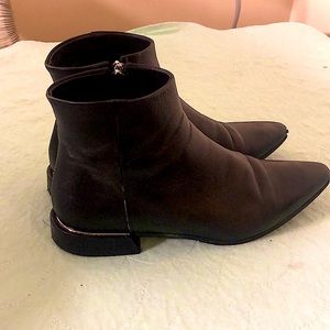 💜black Italian leather ankle black boots with side zipper💜